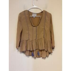 Chloe Oliver Embroidered Tassel Blouse Size XS